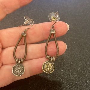 Silpada Sterling Silver Brown Leather Prairie Girl Earrings